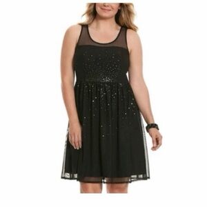 Lane‎ Bryant Illusion Sequin Chiffon Dress